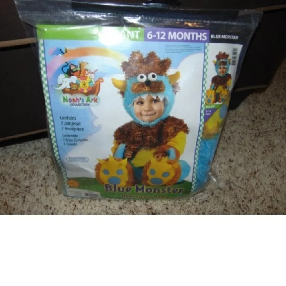 Cute Monster Halloween Costume 6/12 months Plush Jumpsuit Unisex Infant Baby